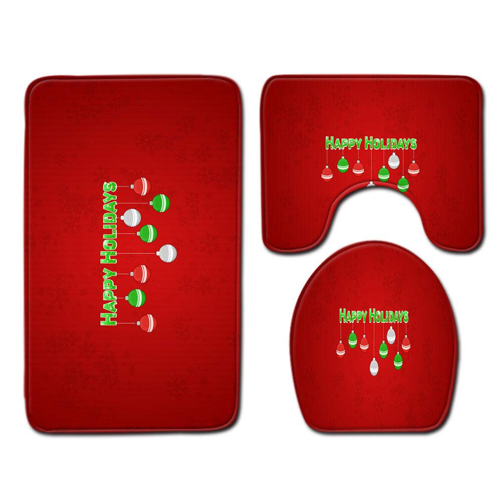 Christmas Bathroom Floor Mat Toilet Three-Piece Set