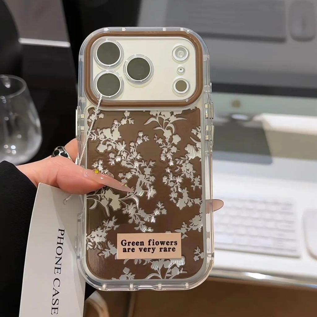 Retro hollow leaves are suitable for Apple 17promax puff feather yarn mobile phone case IP16 fine holes 15 anti-drop 14 women