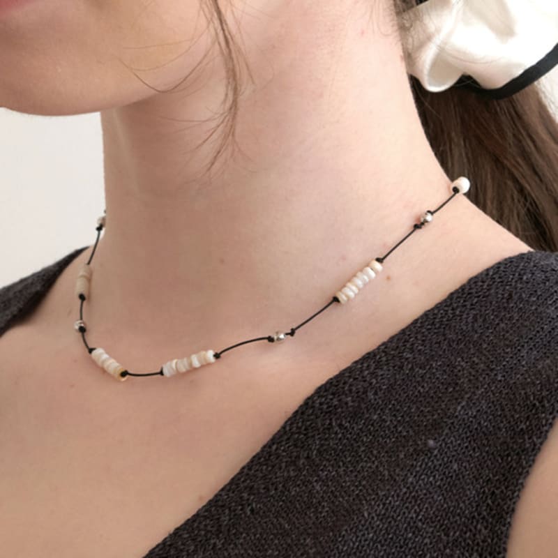 halden gemstone silver ball necklace (N036_white)