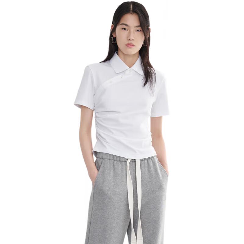 MO&Co. Chinese Style Pleated Waist Short Shirt S