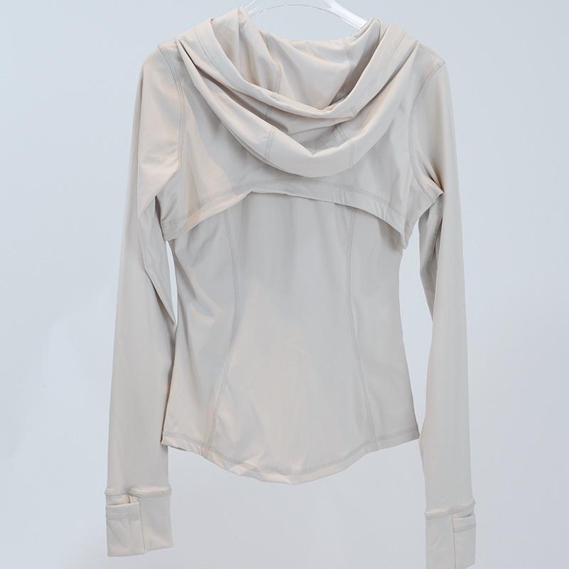 Damen Yoga Sportjacke mit Kapuze - Doppelseitig gebürstet, Hohe Elastizität, Slim Fit, Nude Feeling.