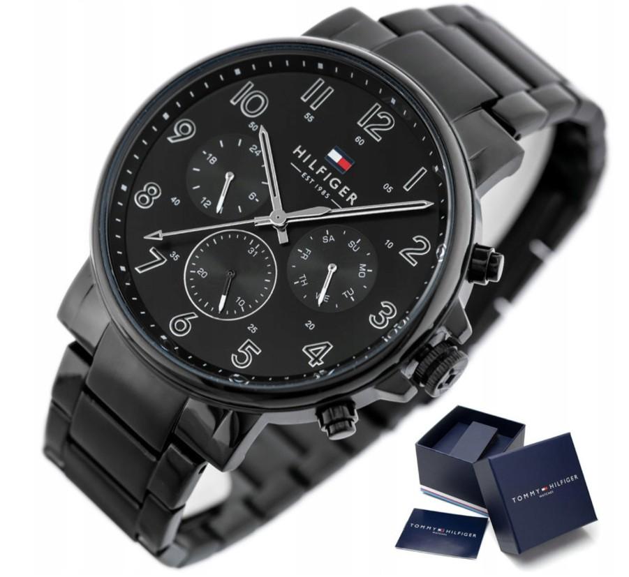 Tommy Hilfiger 1710383 Herrenuhr schwarzes Armband schwarzes Zifferblatt 44mm + Box