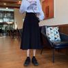 Large High-Waist A-Line Skirt for Women - 2024 Spring, Medium-Length, Black, Fashionable Korean Style Umbrella Skirt