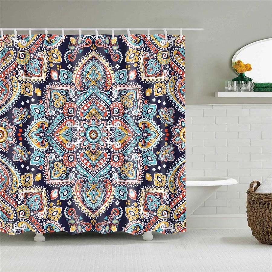 Mystiek Mandala Maanprint Waterdicht Douchegordijn - Stijlvolle, Duurzame & Onderhoudsvriendelijke Keuze voor Boheemse Badkamerdecoratie