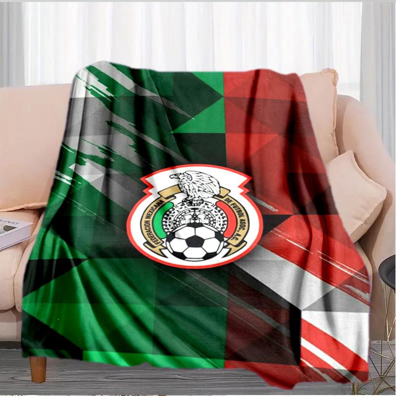 Mexiko Fußballnationalmannschaft Emblem Gedruckte Decken Weiche Flanelldecken für Sofa Bett Geschenke für Männer Frauen Picknickdecke Weihnachtsgeschenke