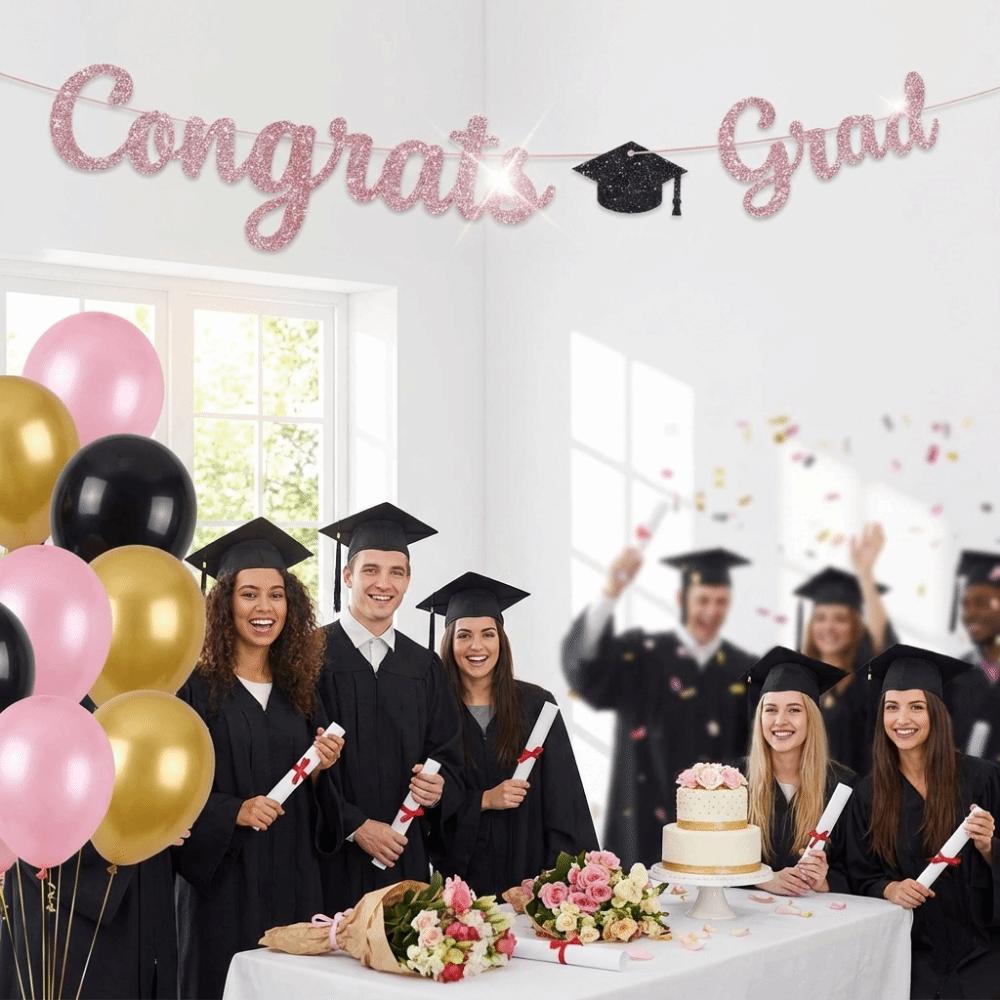 Glitter Decor Graduation Party Banner Garland Graduation Hanging Banner  Photo Background