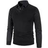 Men's Solid-color Casual V-neck And Square Neck Pullover Knitted Sweater, Men's Fake Two-piece Striped Neck Long-sleeved Sweater