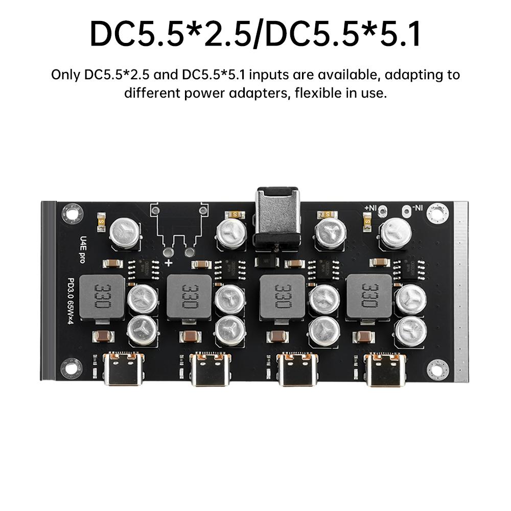 4-way PD65W Fast Charging Module PRO Type-C Interface Support PD3.0/2.0 QC3.0/2.0 FCP AFC Fast Charging DC5.5*2.5/DC5.5*5.1