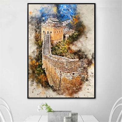 Pittura Diamante 5D Fai da Te Rotonda/Quadrata Scenografia Grande Muraglia Ricamo Diamante Kit Punto Croce Decorazione Casa Regali Fatti a Mano