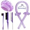 3/5/8pcs Styling Tool Set Women'S No-Heat Curling Iron and Satin Sleep Cap Set Hair Styling Tools Comb Hair Clip Hair Tie Set