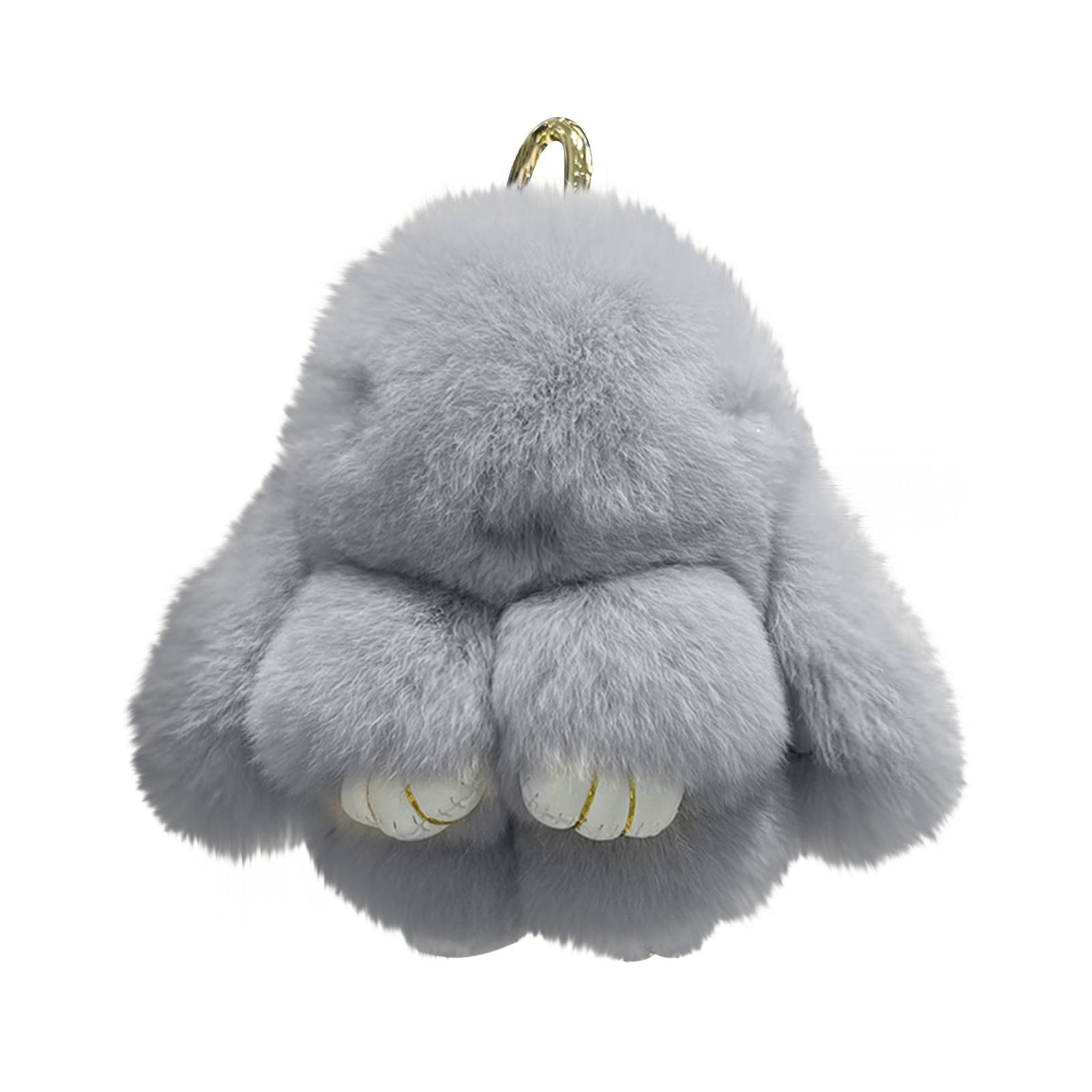 

Мягкий помпон-зайчик ручной работы, брелок-зайчик Fluffys, брелок-подвеска из искусственного меха для девочек One Size светло-серый