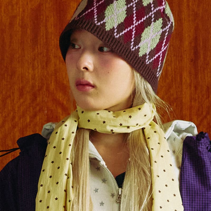 

Шапка бини KOOKEESEE с узором аргайл (коричневый) brown