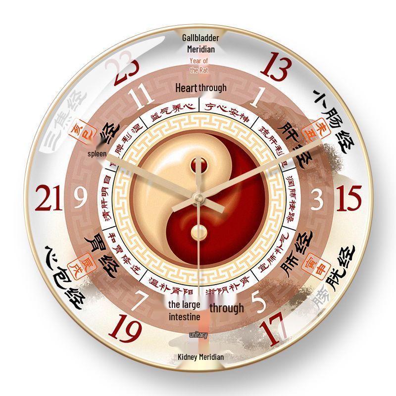 TCM Health Wall Clock with Auto Time Correction & Earthly Branches