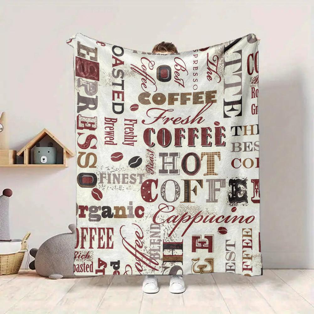 1Pc Coffee Variety Patterns Blanket Soft And Comfortable Casual Warm Camping Travel Christmas Halloween Xmas Gift M928117