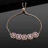 Estele Women's Octagonal Bracelet In Rose Gold with CZ Ossum and Mint Pink Crystals