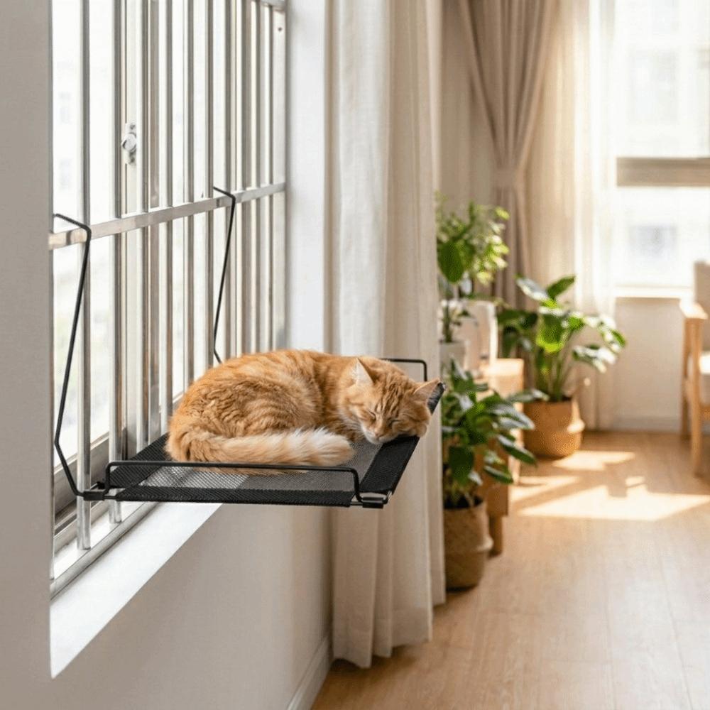 Letto sospeso traspirante in rete per gatti Stabile letto per gatti per prendere il sole Posatoio per animali domestici alla finestra Posatoio alla finestra