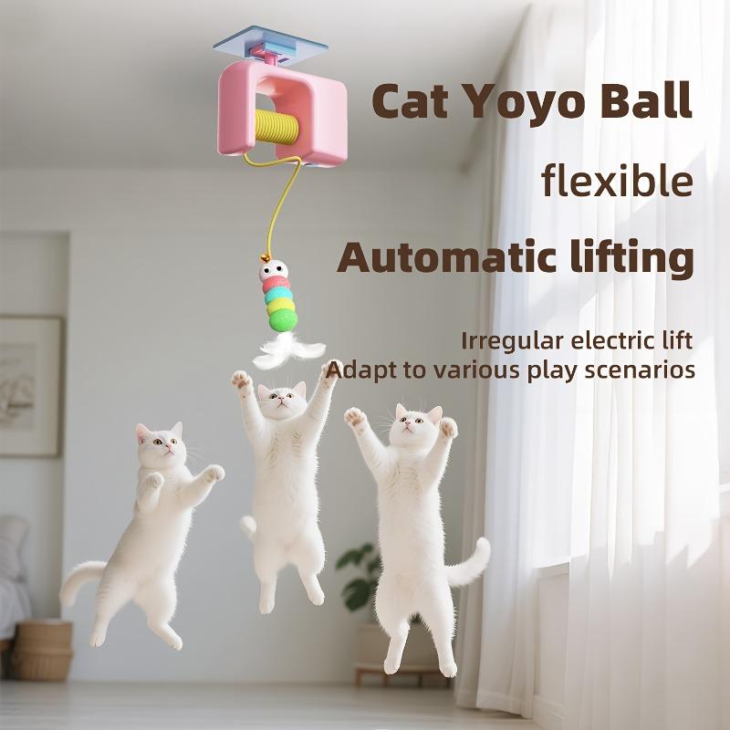 1pc Automatic Swing Door Toy with USB Charging - Indoor and Outdoor Interactive Hanging Cat Ball (artificial Feathers) - Suitable for All Breeds