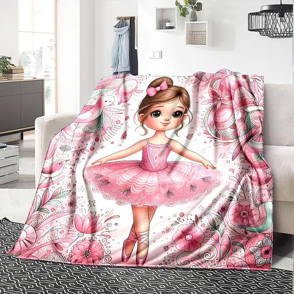 Floral Ballerina Dance Gift Blanket Durable Comfort Suitable for Sofa Couch Office Bed Picnics All-Season Use Digital Print Perfect GiftY19