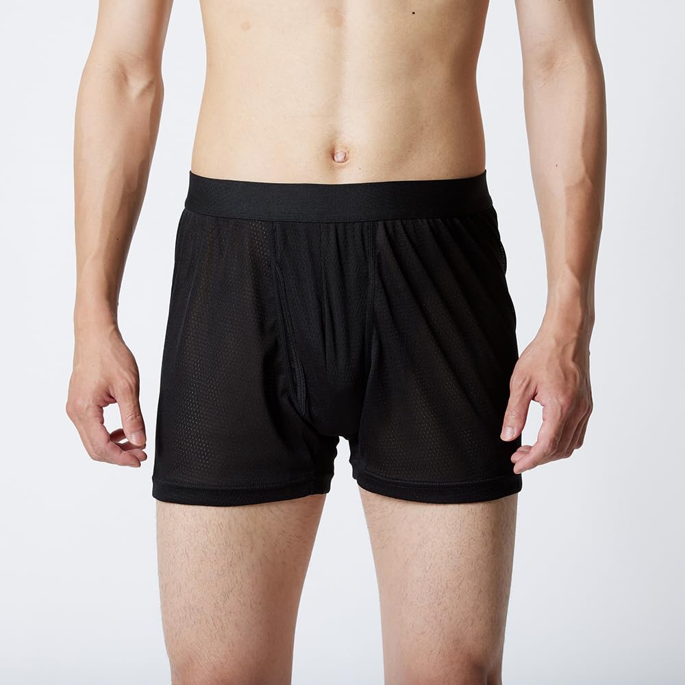 Mizuno Boxer Calair Front Dry Sweat Quick Highly Black Shorts, Under, Lightweight, Cool, Opening, Aeroflow, Absorbent, Drying, Breathable, Non-sticky,