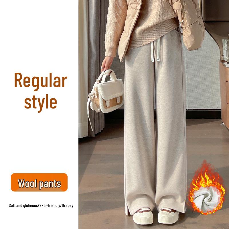 

Женские белые твидовые брюки в елочку из флиса на осень/зиму 2024 - с высокой посадкой, драпирующиеся, узкого/широкого кроя. XL