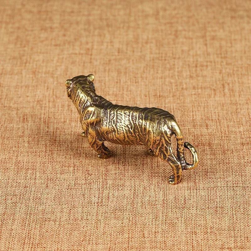 Čistá měď, zvířecí tygři, modelová socha, masivní mosaz, velké tygří figurky, ozdoby, miniatury, dekorace na stůl, vintage bytové dekorace