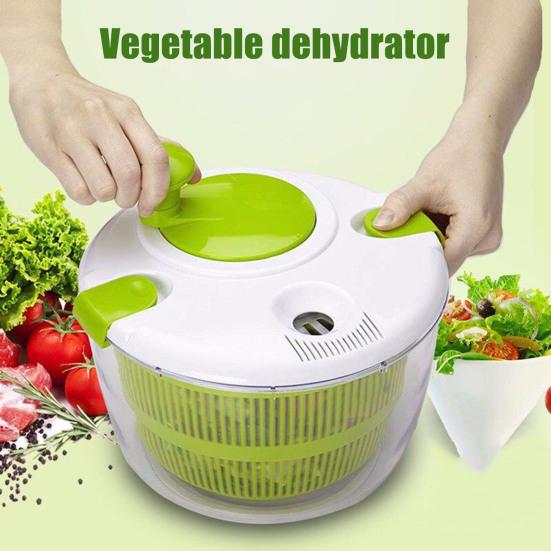 Salad Spinner Small Vegetable Dehydrator One-Hand Operation Lettuce Washer And Spinner with Serving Bowl 3.5L Fruit Drainer Salad Dryer