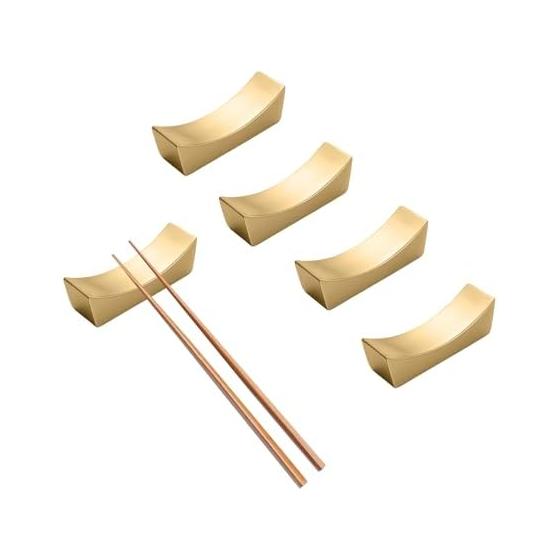 Chopstick Rests, Set of 5, Stylish Stainless Steel Cutlery Rests, Japanese Tableware, Simple, Gold