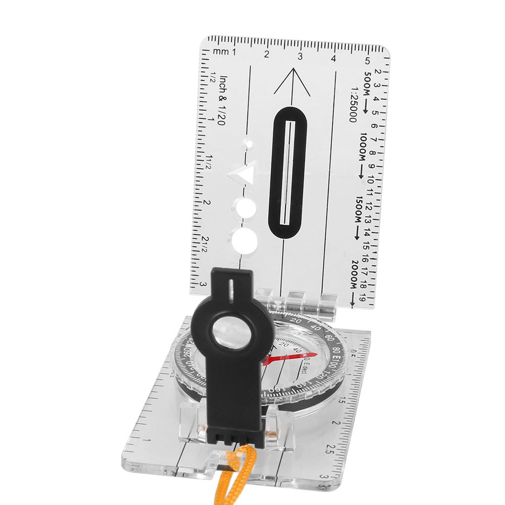 Compass Map Scale Ruler Folding Survival Waterproof Multifunctional for Outdoor Hiking Camping Survival Guiding Tool