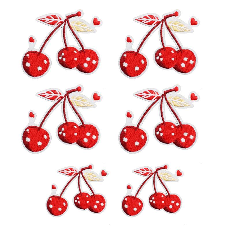 10pcs /Set Fruit Cherry Embroidered Patches Diy Hats Jackets Sew Patch Badges Iron On Patches For Clothing Accessories Applique