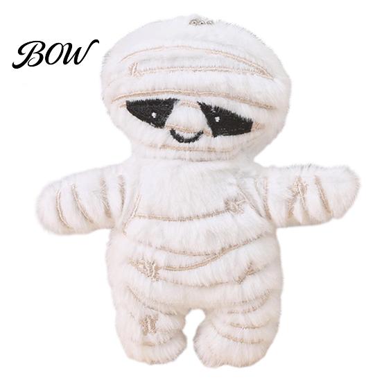Squeaky Halloween Pendant Plush Pendant, Stuffed Skeleton Mummy Bear Keychain Toy Decorative Accessory for Backpacks Handbags Purses