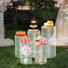 5pcs Crystal-Clear Cylinder Wedding Display Stands, Versatile Acrylic Centerpiece for Table Decor, Modern Dessert Cupcake Risers