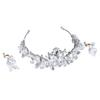Rhinestone Tiara Hard Alloy Strong Rustproof Elegant Sparkling Compact Princess Tiara with Dangle Earrings for Party