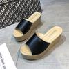 Women's Waterproof Table Cool Slippers Women's Summer New Korean Version Thick-soled Muffin Casual I-shaped High-heeled Slippers