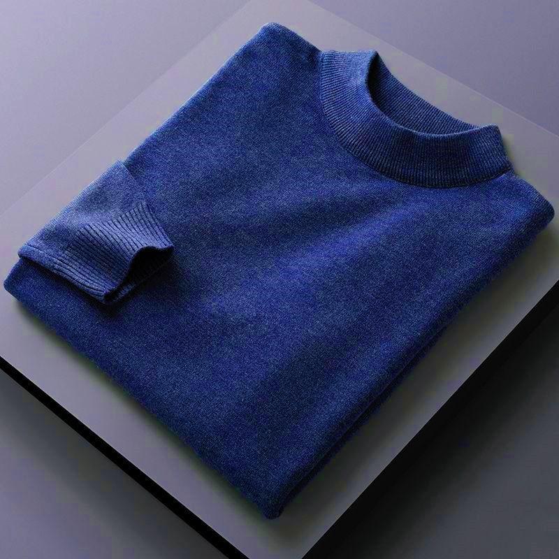 

Мужской шерстяной свитер в корейском стиле – Тонкая вязка, Воротник средней высоты, Однотонный, Круглый вырез, Идеально подходит для весны и осени L (105-125 jin)