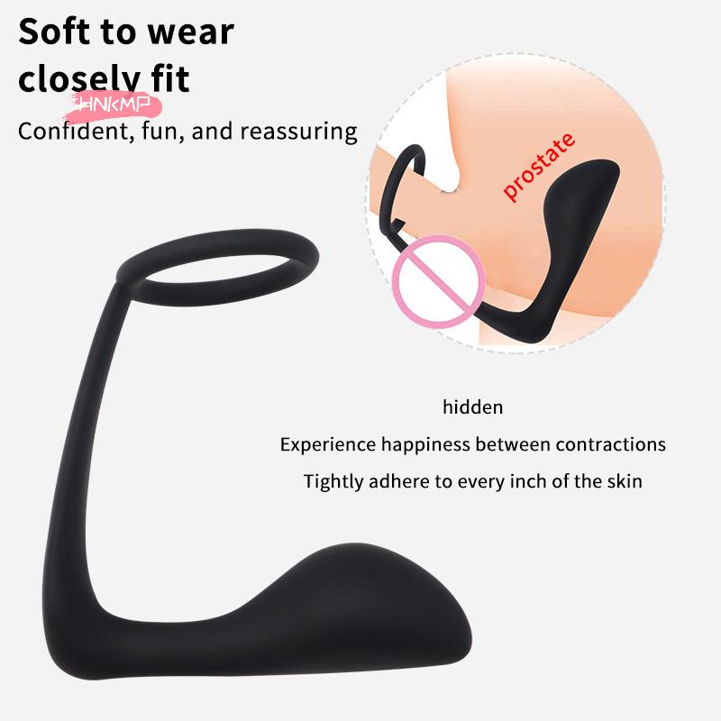 1Pc Silicone Male Double Ring Prostate Massager Penis Ring Anal Plug Stimulator Adult Masturbator Male Sex Toys