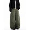 Kisko American Retro Washed Deconstructed Design Cargo Pants Unisex Trendy Loose Straight Casual Scimitar Pants
