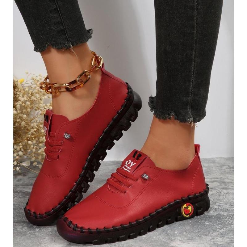 

Мода Новая Мода Весна Повседневная Женская Обувь Платформа Лоферы На Шнуровке Кожа Удобные Балетки Слипоны Обувь для Мамы Zapatos Mujer 35