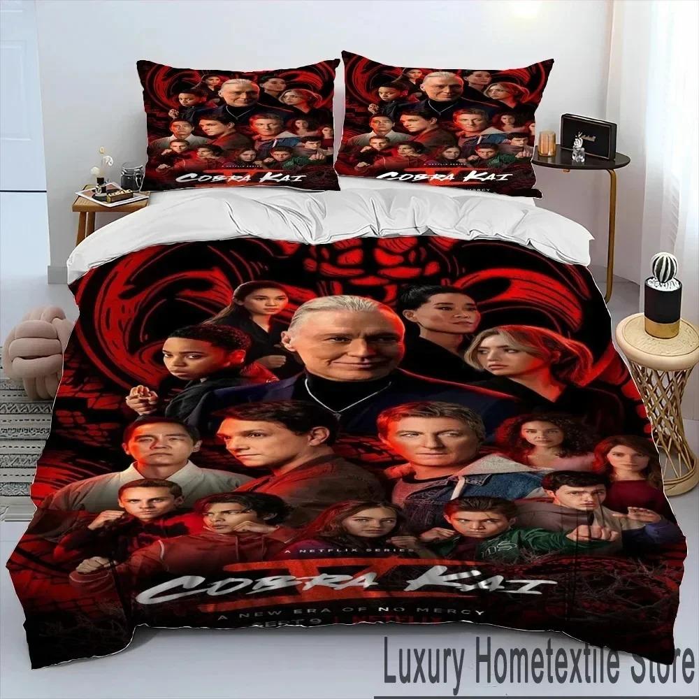3D Cobra Kai Amanda TV Karate Bettdecken-Set, Bettbezug, Bettset, Steppdecke, Kissenbezug, King-Queen-Size-Bettwäsche-Set für Kinder