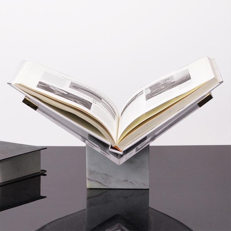 Modern Geometric Marble Bookshelf for Study Room Decorations