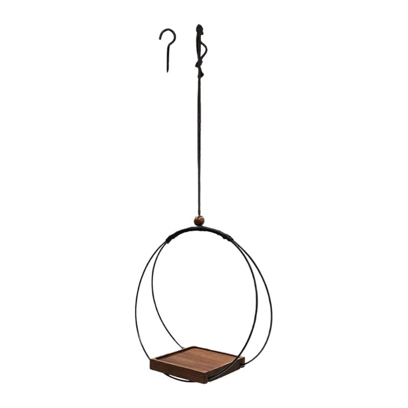 

Modern Macrames Hanging Planter for Indoor Plant Black Wood Base Fit 3 5.5 Inch Pots Home Decoration 1