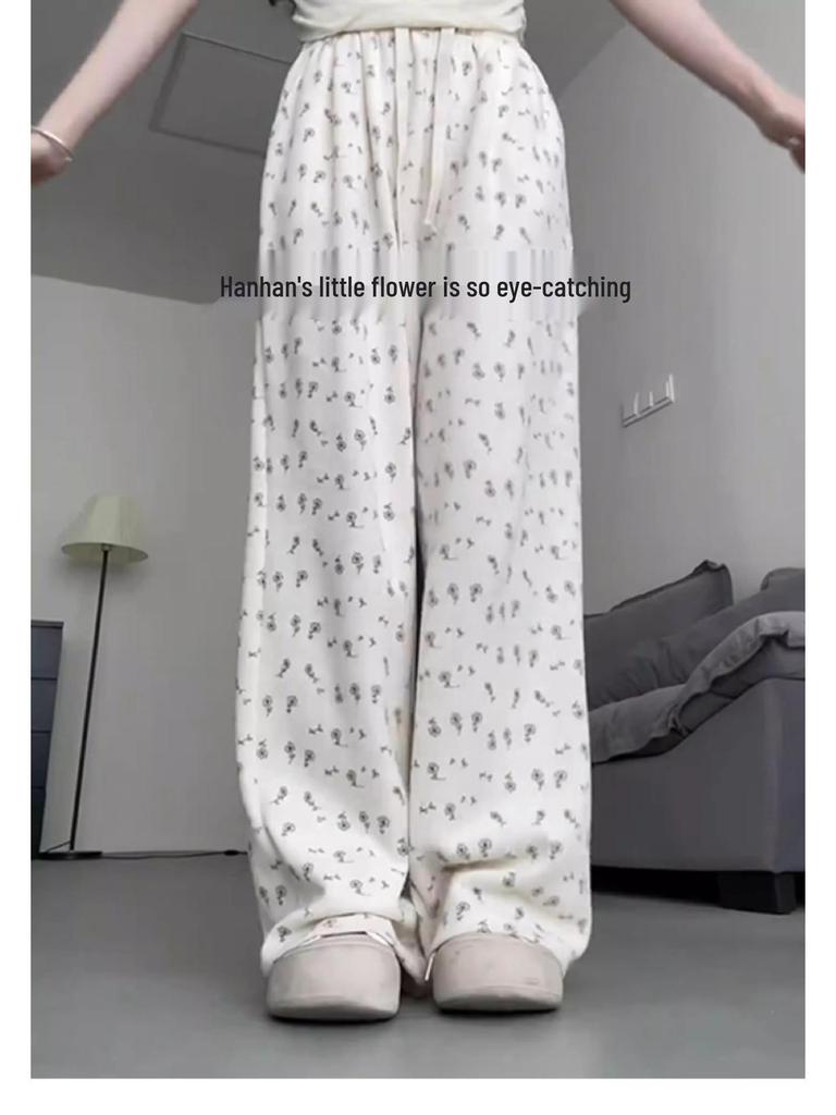 2025 Petite Floral Women’s Sporty Wide-Leg Pants: Versatile, Loose-Fit Summer Casuals