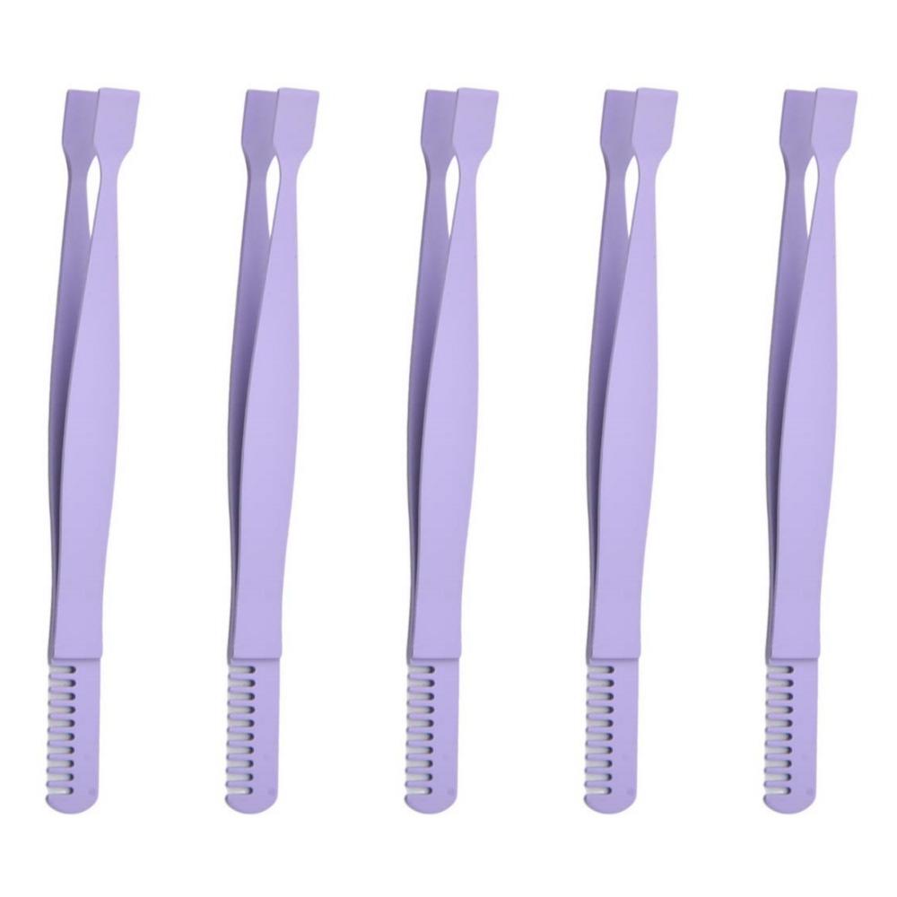 5pcs Flat Mouth Eyelash Extension Tweezers with Comb Lash Tweezers Women
