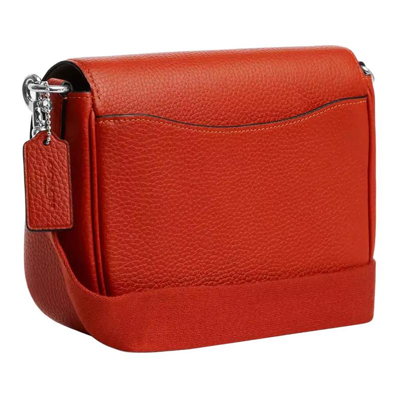Coach Amelia 23 Logo Silver Hardware Soft Pebbled Leather Crossbody Shoulder Bag Medium Women's Orange