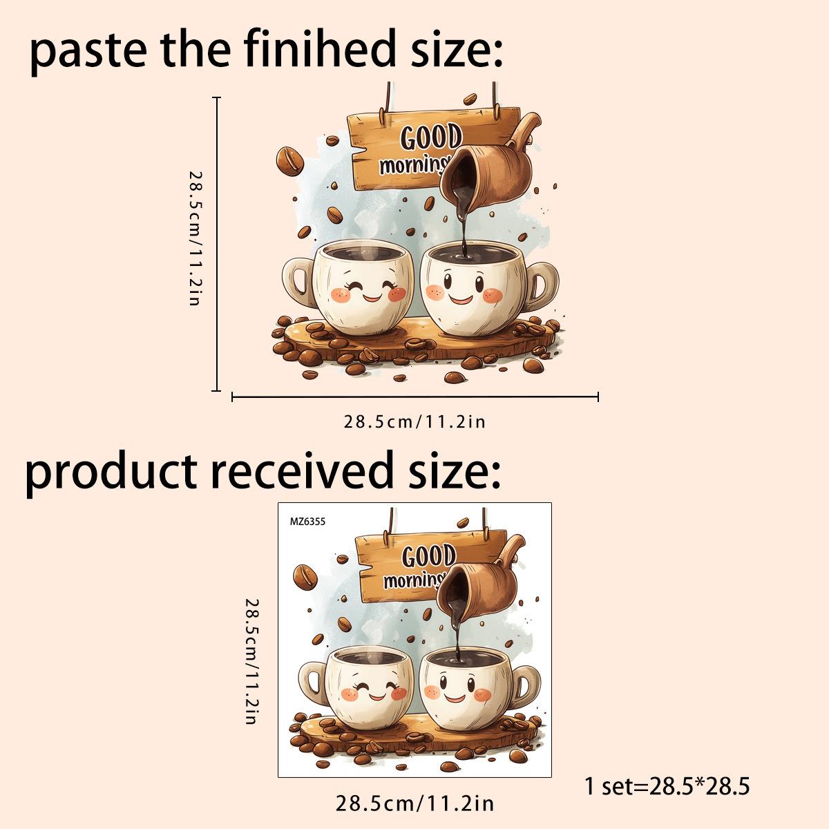 

Coffee Cup Easel Self Adhesive Wall Sticker for Kitchen Dining Room Living Room Background Decor 28.5x28.5cm різнокольоровий