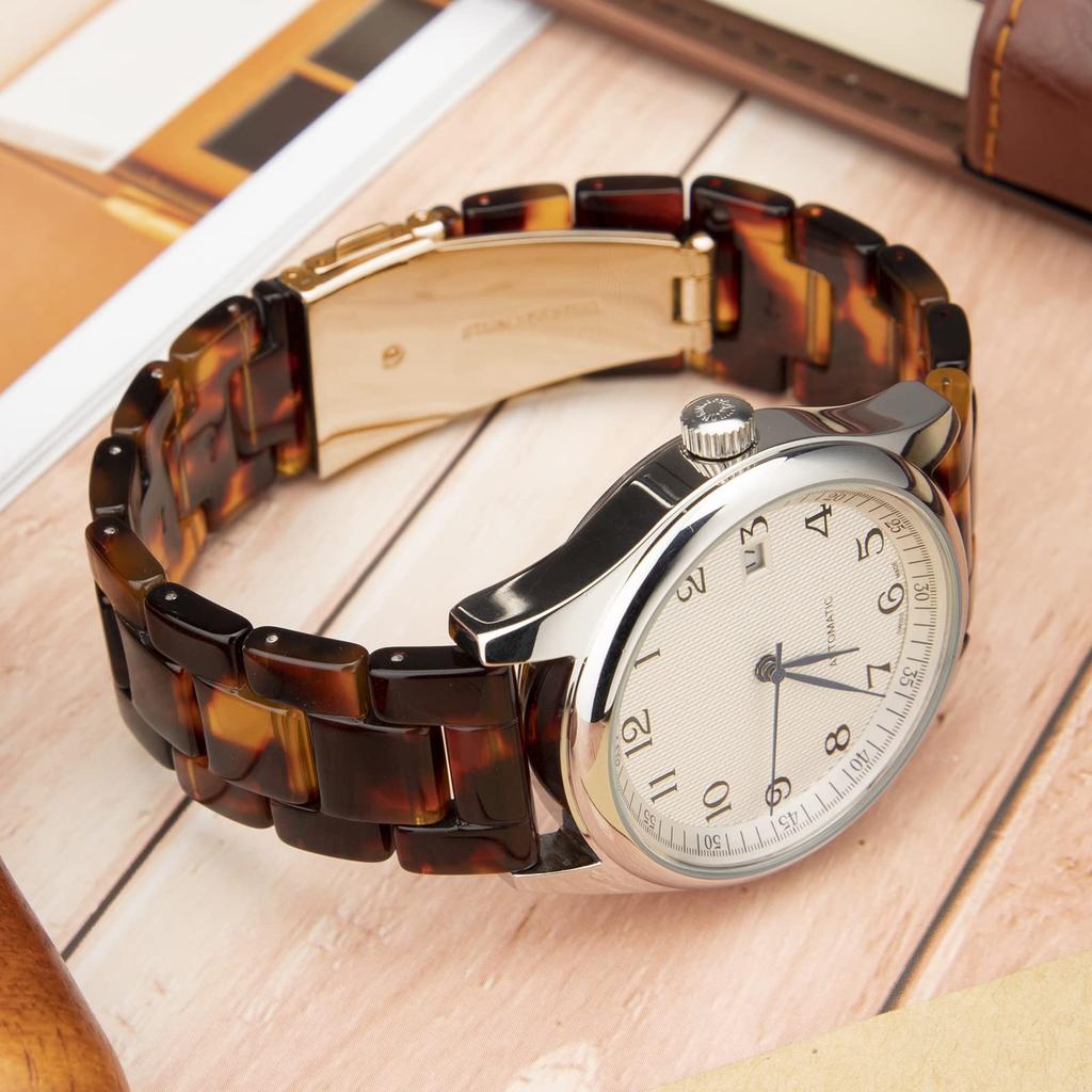 SEUER Resin Watch Band Replacement Quick Stainless Steel Deployment Easy 23 Colors Band, Release, Lightweight, Sweatproof, Stylish, 20mm, 22mm, Clasp,