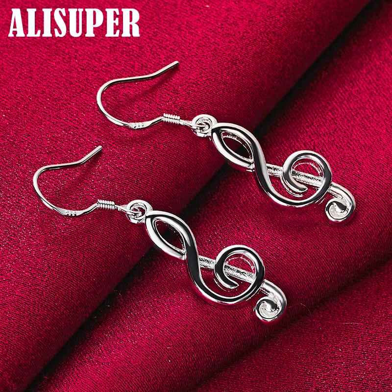 925 Sterling Silver Musical Note Earrings Jewelry
