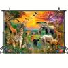 Jungle animals Background Wildlife Summer Tropical desert African Safari scenery Decorated for a man's birthday party