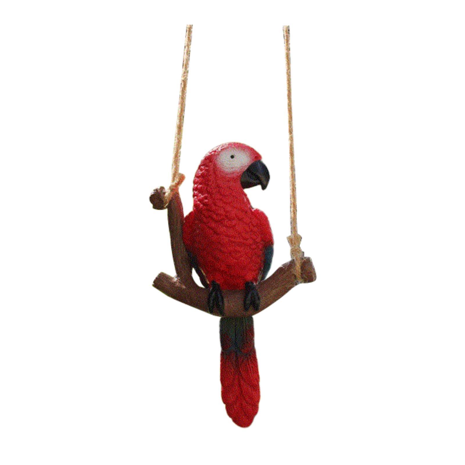 Garden Parrot Figurine Hanging Decoration Micro Landscape Cute Resin Garden Bird Statue for Porch Home Indoor Outdoor Lawn Yard