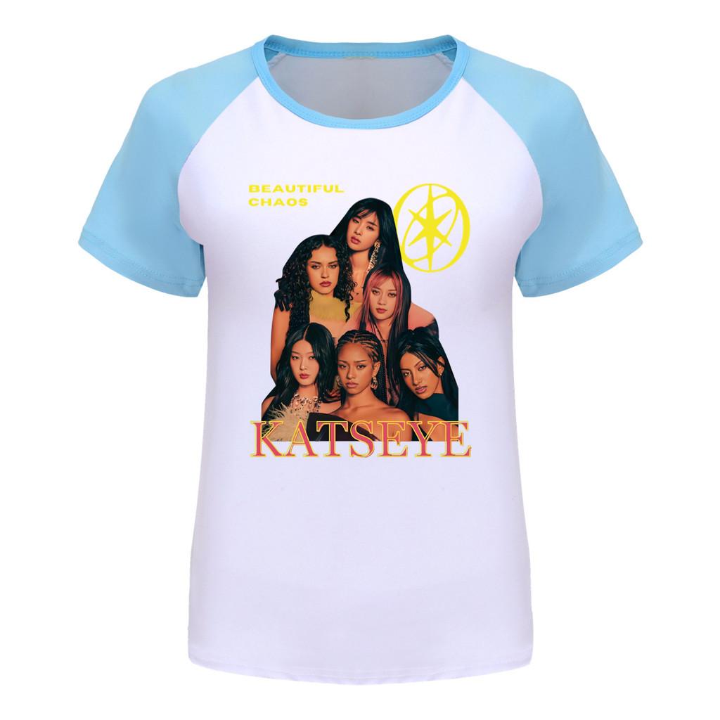 5346 Kids Girls KATSEYE Print Raglan Sleeves Cotton T-Shirt