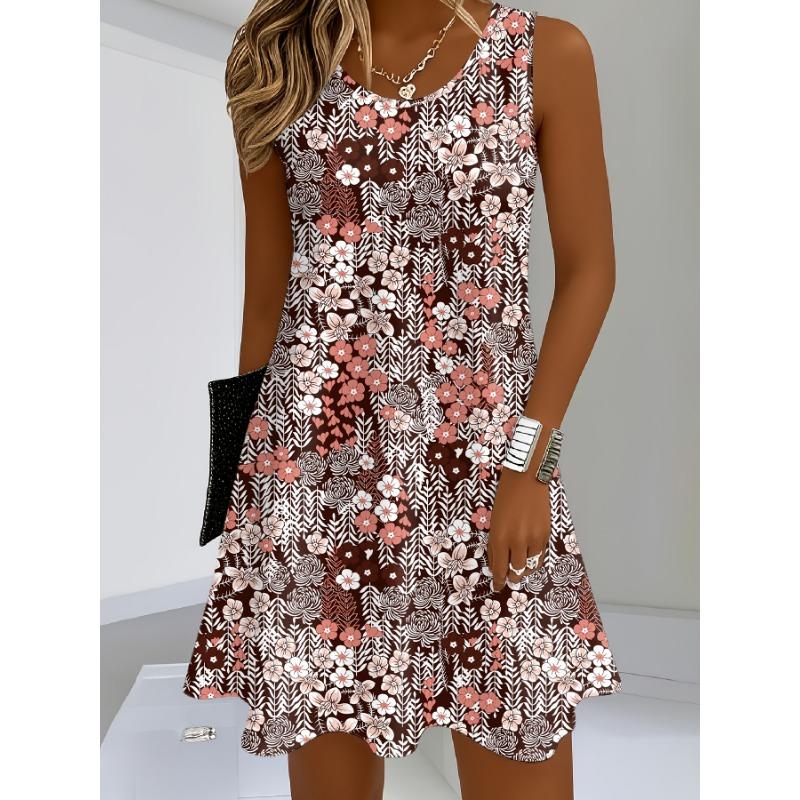 Богемная юбка-жилет без рукавов с принтом, европейская и американская пляжная юбка без рукавов с принтом 5XL